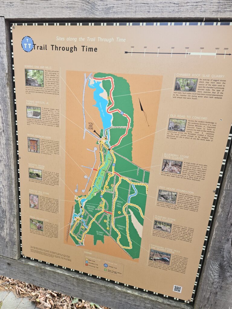 An outdoor map of the Trail Through Time, showing all of the trails and describing a number of highlights.