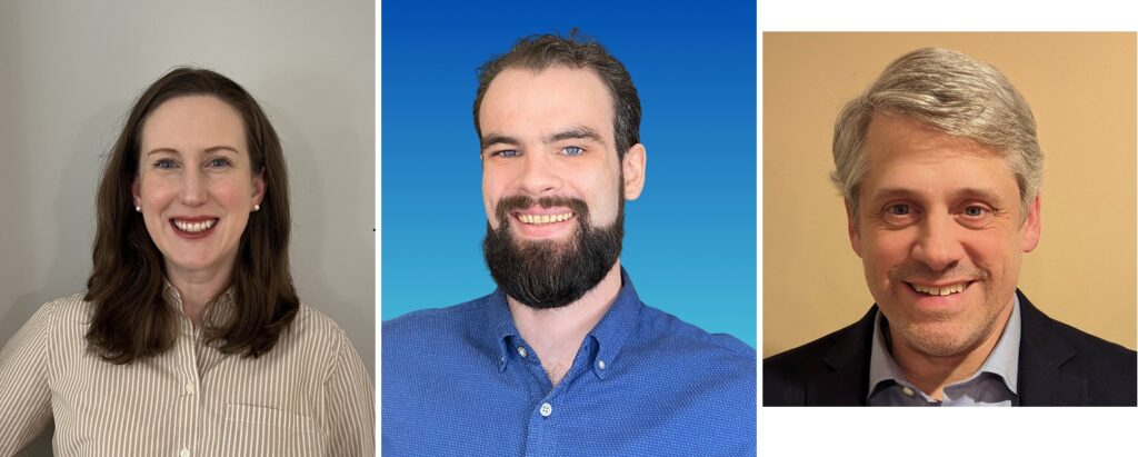 Headshots of a woman and two men.