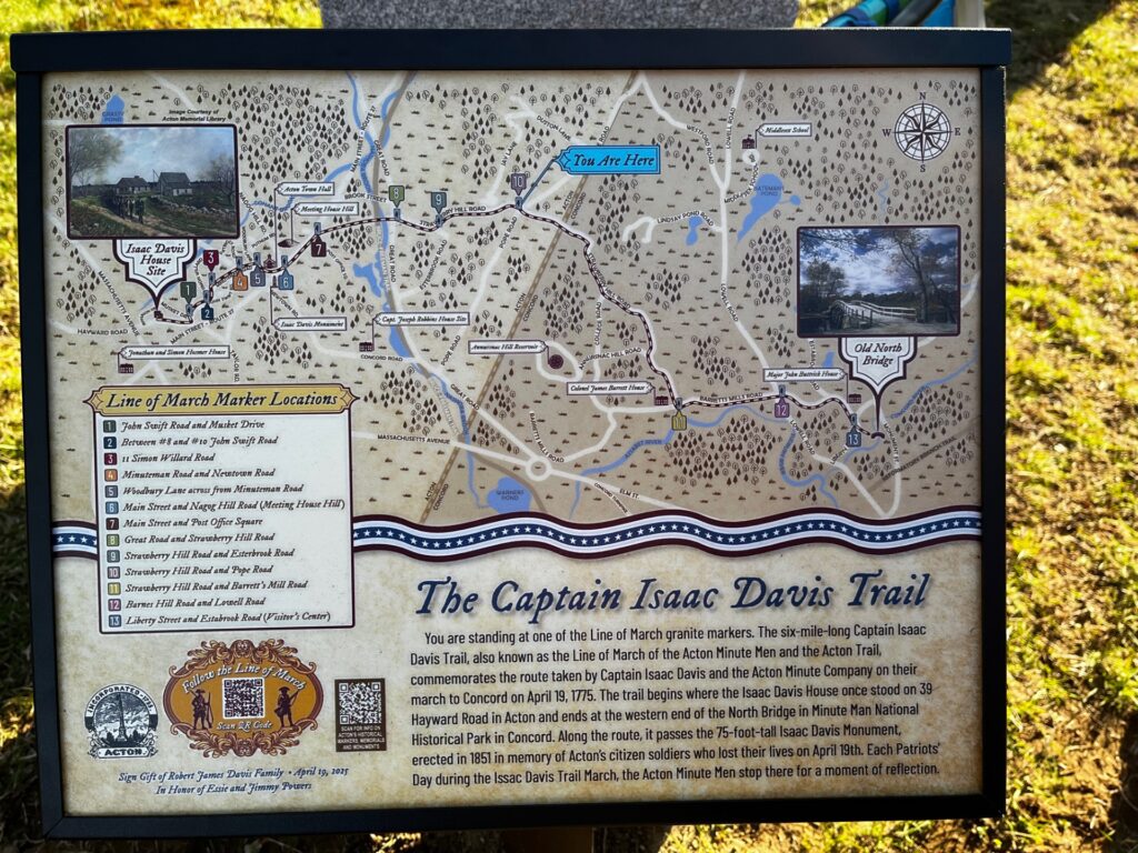 A map of the Line of March contains details about the Captain Isaac Davis Trail and a complete list of the Line of March markers.