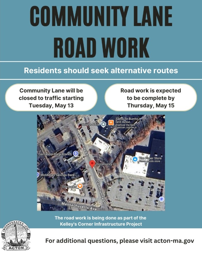 Aerial photo of Community Lane area (in Kelley's Corner that shows closed area.