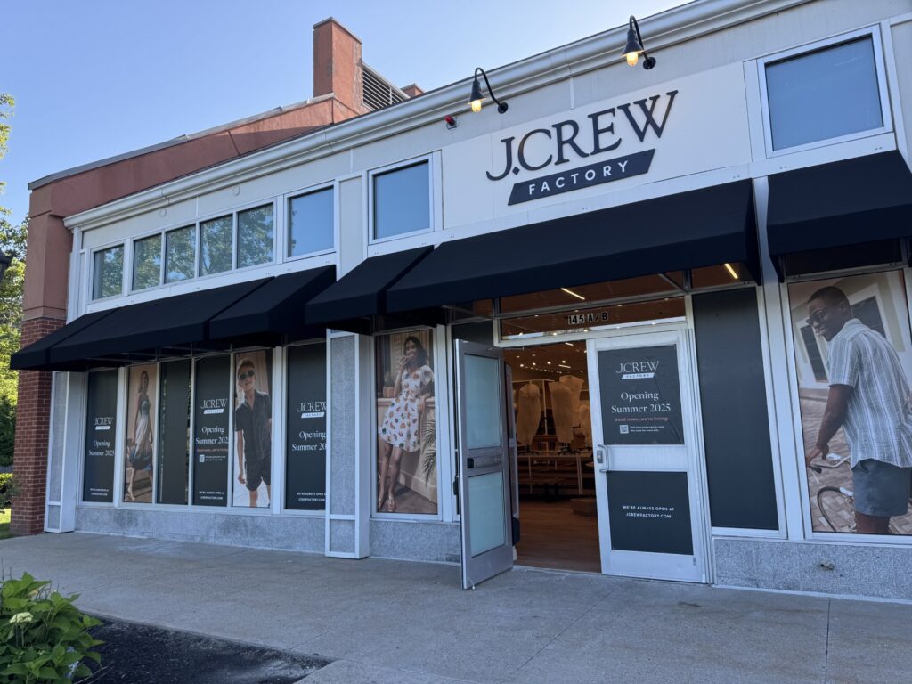 A storefront for a J. Crew Factory store.