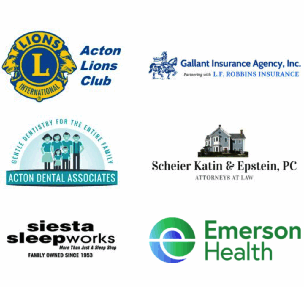 Six corporate logos from the Acton Exchange's new sponsorship program.
