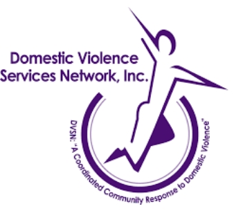 A purple logo with a leaping (dancing?) person with the text DVSN: A Coordinated Community Response to Domestic Violence.
